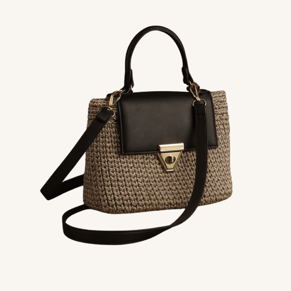 Sac artisanal unique , fait main en cuir et crochet – Élégance raffinée pour femme