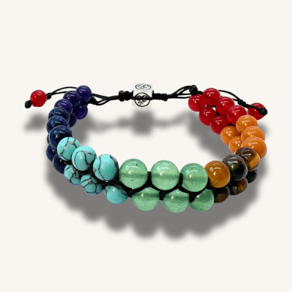 Bracelet 7 Chakras – Perles en pierre naturelle ,Bracelet énergie & équilibre – Cristaux multicolores ,Bracelet yoga méditation – Relaxation & bien-être