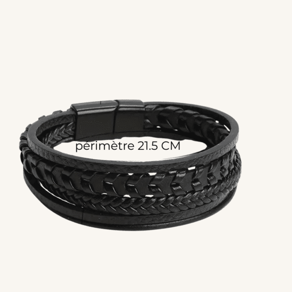 Bracelet cuir tressé multicouche – Style vintage homme – Image 4