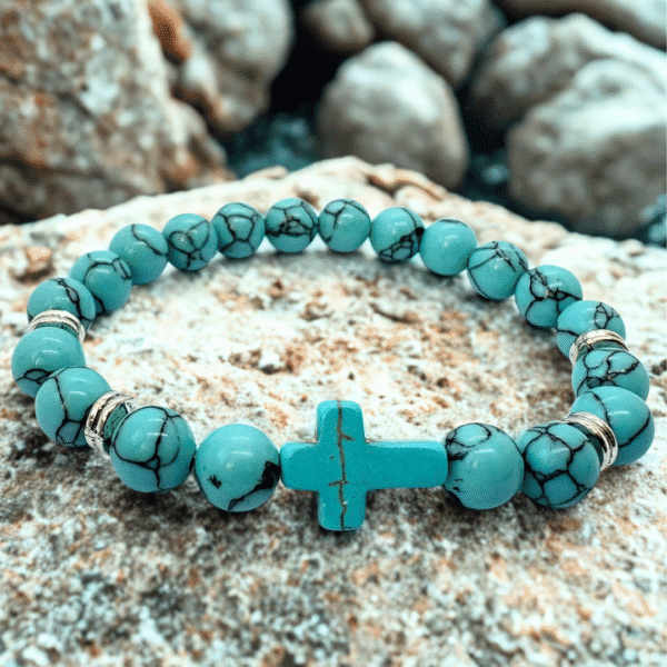 Bracelet croix en pierre naturelle – Protection & style – Image 4