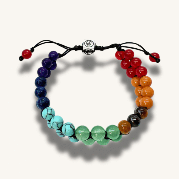 Bracelet 7 Chakras – Perles en pierre naturelle ,Bracelet énergie & équilibre – Cristaux multicolores ,Bracelet yoga méditation – Relaxation & bien-être – Image 2