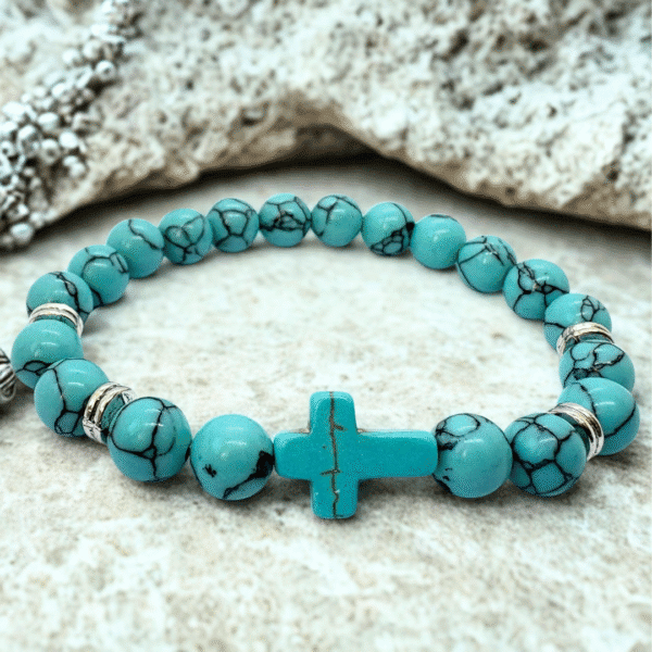 Bracelet croix en pierre naturelle – Protection & style – Image 3