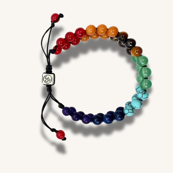 Bracelet 7 Chakras – Perles en pierre naturelle ,Bracelet énergie & équilibre – Cristaux multicolores ,Bracelet yoga méditation – Relaxation & bien-être – Image 3