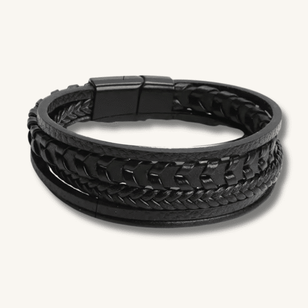 Bracelet cuir tressé multicouche – Style vintage homme