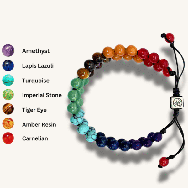 Bracelet 7 Chakras – Perles en pierre naturelle ,Bracelet énergie & équilibre – Cristaux multicolores ,Bracelet yoga méditation – Relaxation & bien-être – Image 4