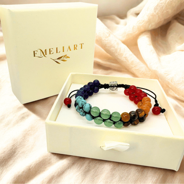 Bracelet 7 Chakras – Perles en pierre naturelle ,Bracelet énergie & équilibre – Cristaux multicolores ,Bracelet yoga méditation – Relaxation & bien-être – Image 5